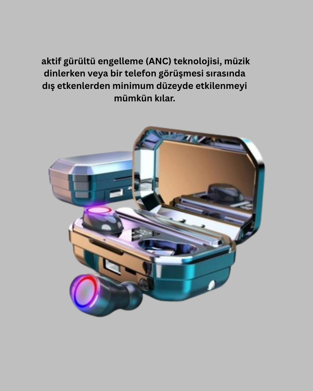 ANC Teknolojili Bluetooth Kulaklık – Aktif Gürültü Engelleme - Görsel 5
