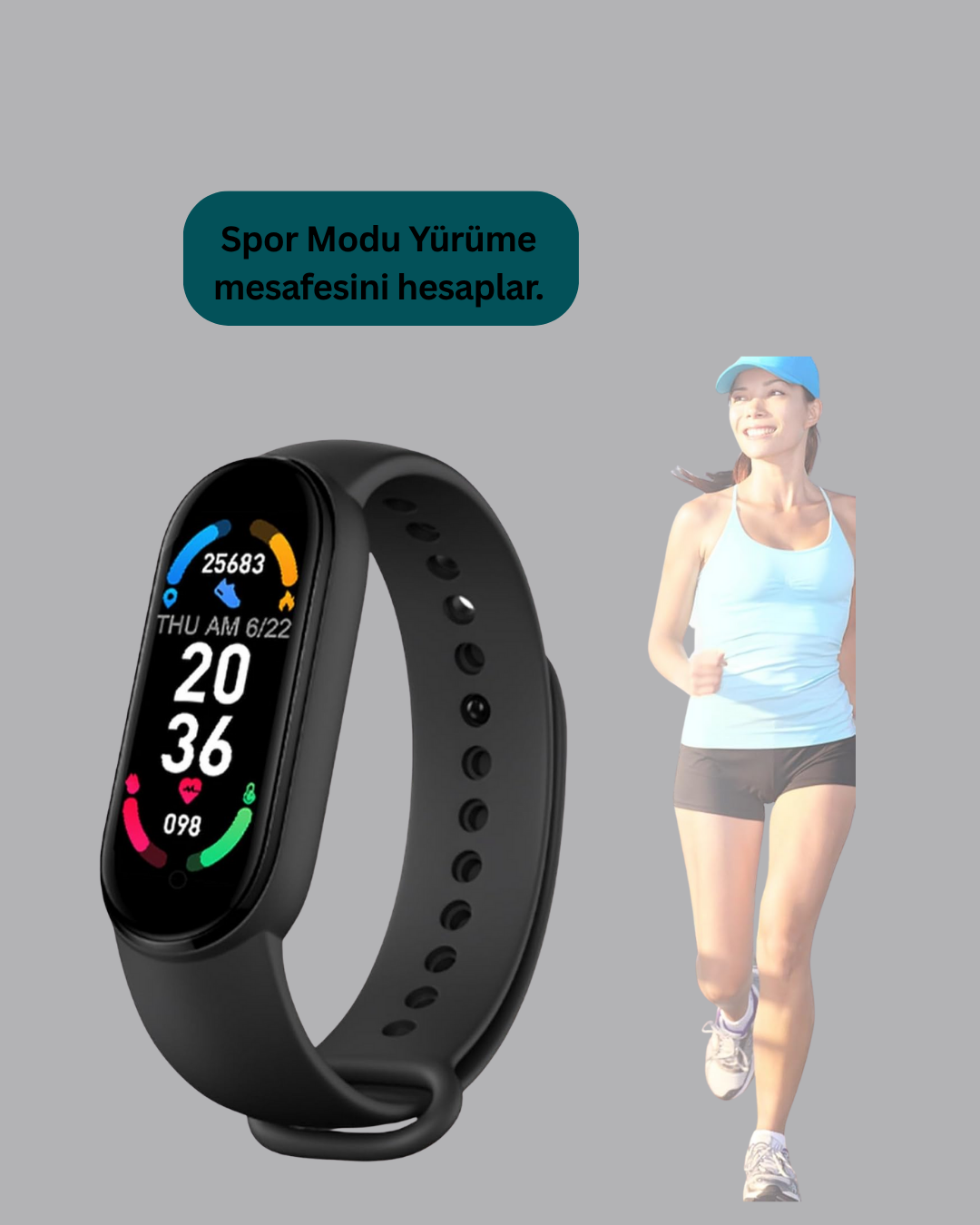 Akıllı Bileklik – Kalp Atışı Uyku Adımsayar ve Bildirim Takibi - Görsel 2