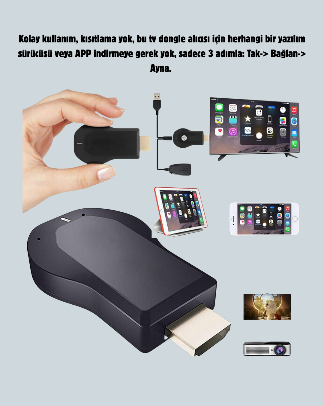 Kompakt HDMI Kablosuz Dongle – 1080p Görüntü ve Plug‑and‑Play Kurulum - Görsel 5