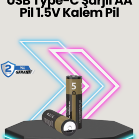 Yüksek Performanslı AA USB Şarjlı Lityum Pil | 1.5V Sabit Güç | 2’li Paket