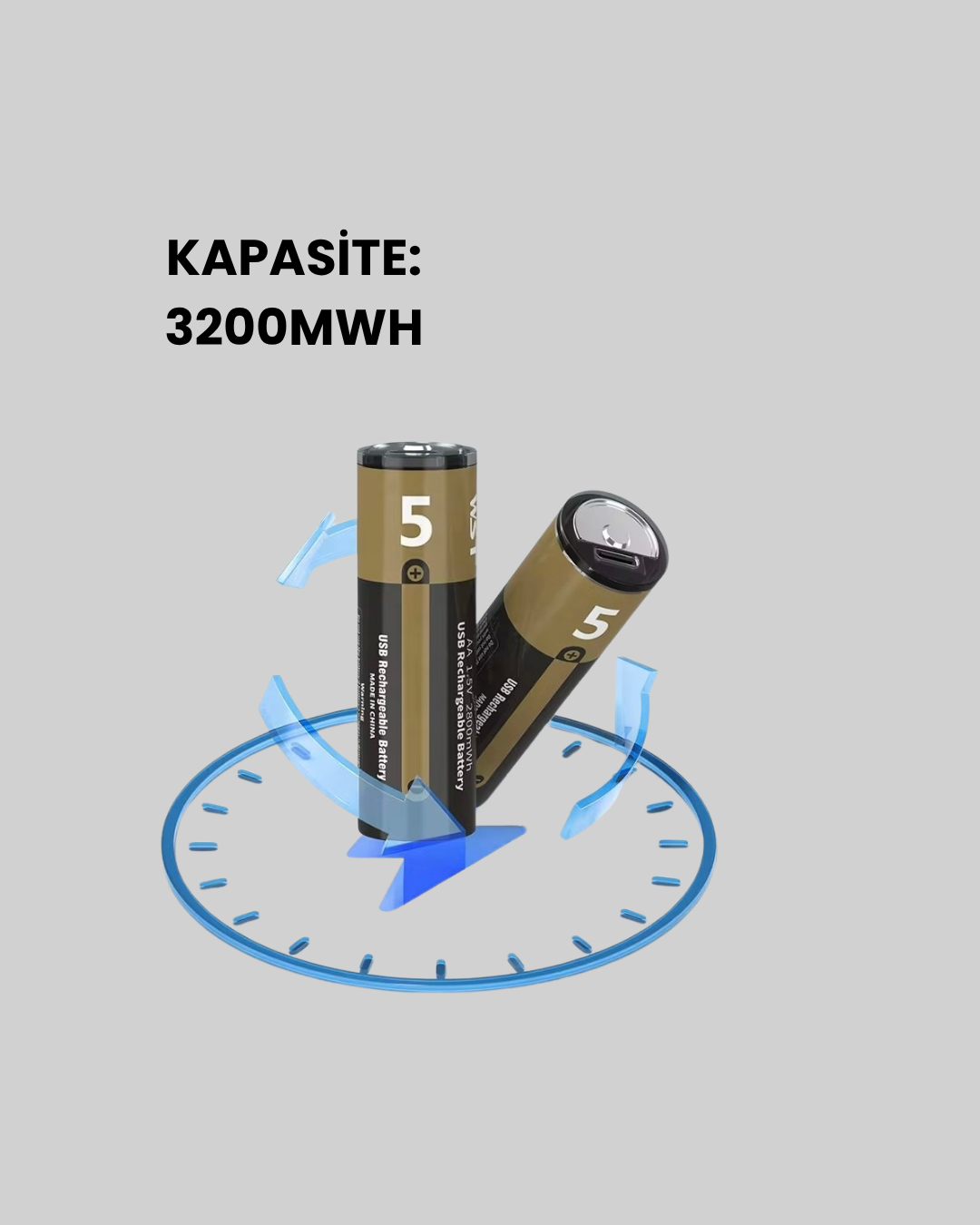 Yüksek Performanslı AA USB Şarjlı Lityum Pil | 1.5V Sabit Güç | 2’li Paket - Görsel 2
