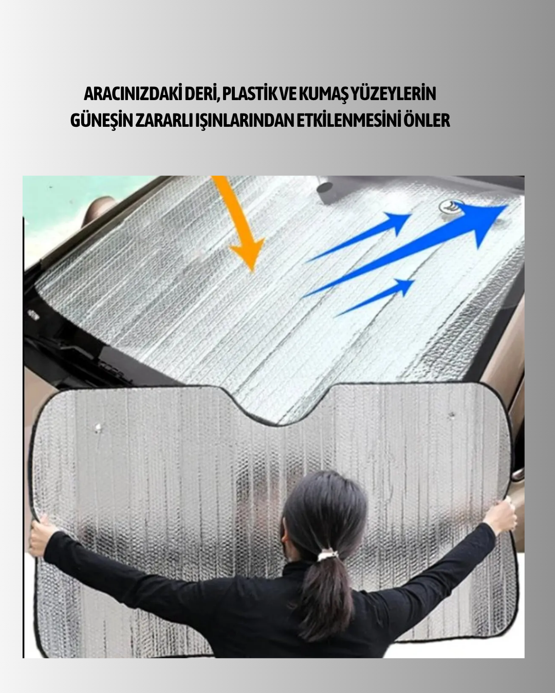 Gelişmiş Yansıtıcılı Katlanabilir Araç Güneşliği – Alüminyum & Süngerli İzolasyon Teknolojisi - Görsel 3