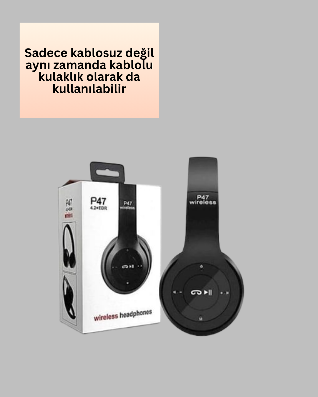 Kablolu & Kablosuz Kullanım Seçeneği Sunan Stereo Bluetooth Kulaklık - Görsel 4