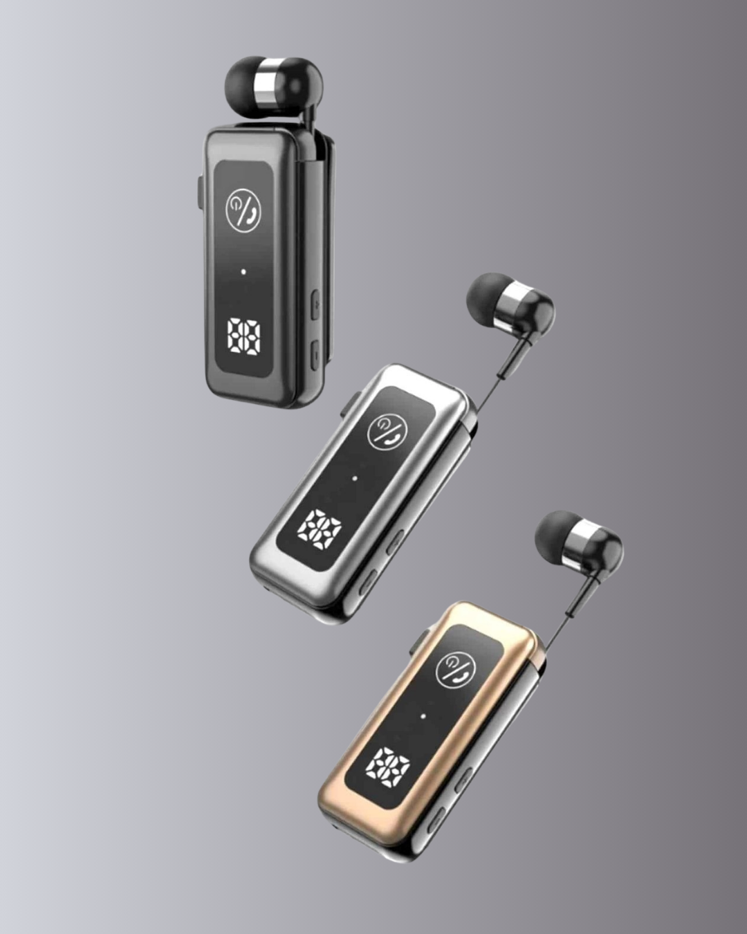 İçi Sarılabilen Kablo ve Yaka Klipsli Bluetooth Kulaklık - Görsel 5