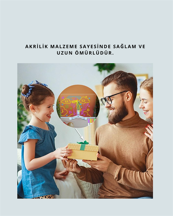 Dekoratif LED Yazı Tahtası – Silinebilir Neon Kalemli Planlama ve Hatırlatma İçin İdeal - Görsel 5