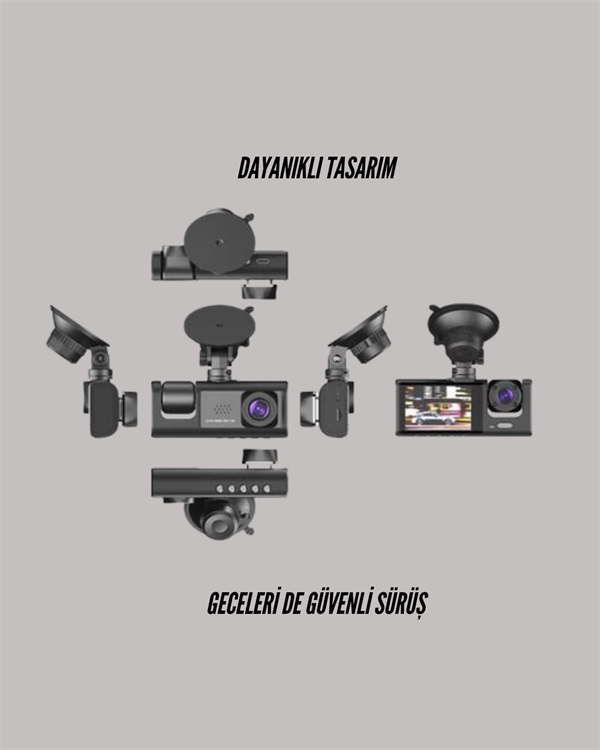 TA-01 3 Kameralı 1080P Araç Kamerası Siyah - Görsel 2
