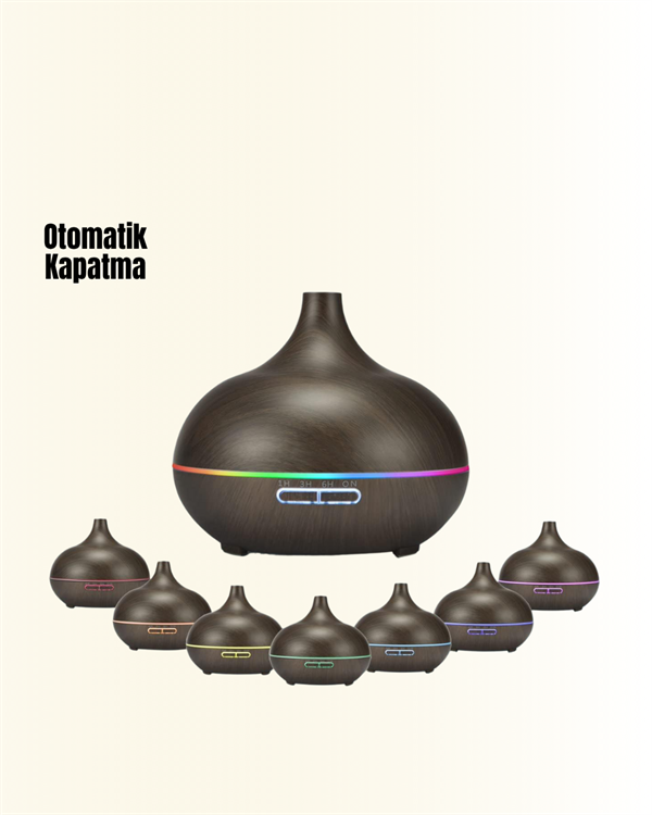 Sessiz Çalışan Aromaterapi Difüzörü – 4 Zaman Ayarlı 7 Renkli Işık Seçeneği - Görsel 4