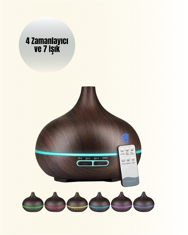 Sessiz Çalışan Aromaterapi Difüzörü – 4 Zaman Ayarlı 7 Renkli Işık Seçeneği - Görsel 5