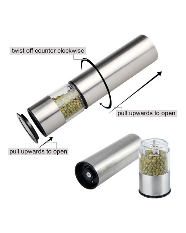 Şeffaf Hazneli Elektrikli Tuz Karabiber Öğütücü Pilli Taşınabilir Mutfak Aleti - Görsel 4