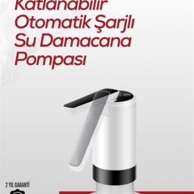 8000 mAh USB Şarjlı Su Pompası | Tek Tuşla Başlat/Durdur | Cam Damacana Uyumlu | Enerji Tasarruflu 4W Güç