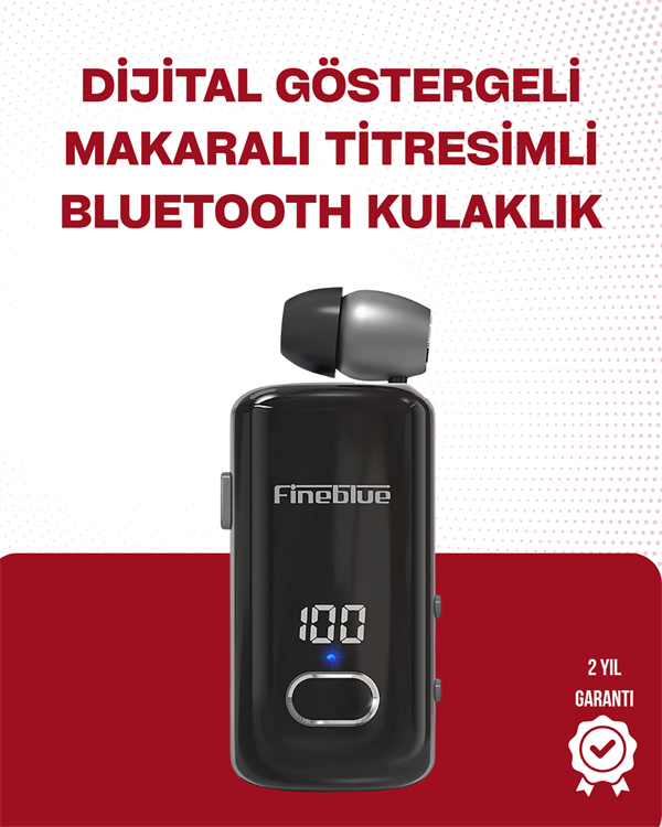 Fineblue F580 Bluetooth Kulaklık – Klipsli Dijital Göstergeli Su Geçirmez 12 Saat Pil Ömürlü
