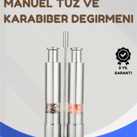 Paslanmaz Çelik Tuz ve Kararbiber Öğütücü - Şeffaf Akrilik Hazne