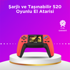 P5 Taşınabilir Retro Konsol – 520 Oyun Ergonomik Tasarım Nostaljik Eğlence