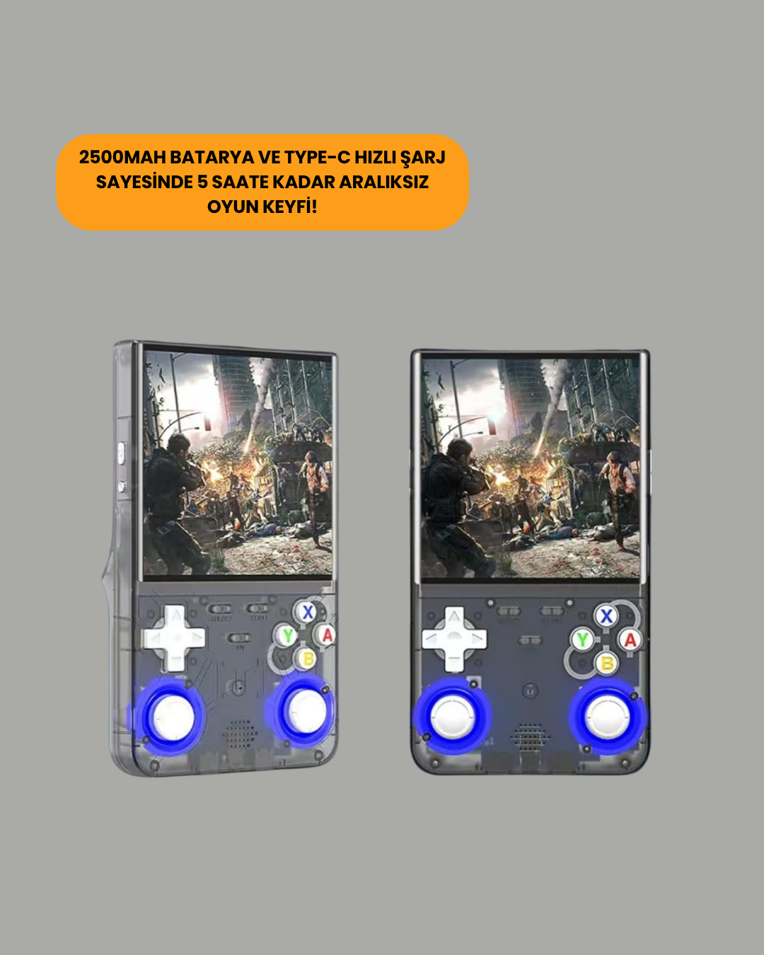 R36 Ultra Çift Joystickli Retro Oyun Konsolu 2500mAh Bataryalı - Görsel 3