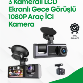 2.0” LCD Ekranlı Döngüsel Kayıt Özellikli Üç Kameralı Oto Kamera