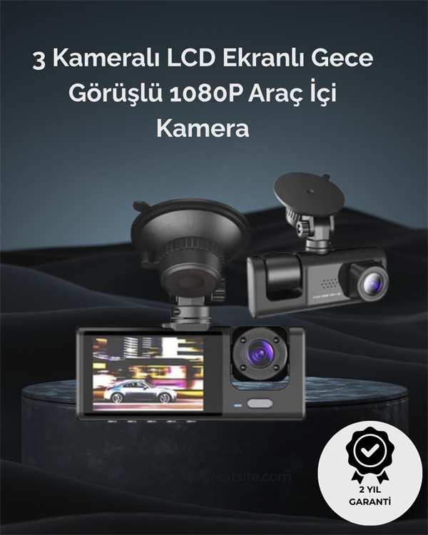 1. 3 Kameralı Full HD Araç Kamerası – Ön İç ve Arka Görüş ile %100 Kapsama