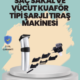 Profesyonel Erkek Tıraş Makinesi – Kablosuz Paslanmaz Bıçaklı ve Tam Aksesuar