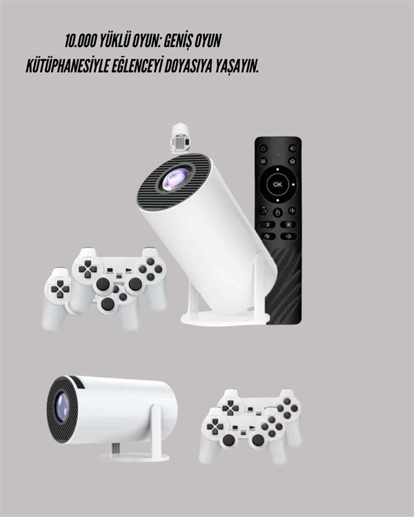 TÇift Kollu Tasarımlı Kablosuz Projeksiyon – 4K 10.000 Oyun ve Smart App Desteği - Görsel 3