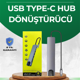 Type‑C Dönüştürücü – 2×USB3.0 SD/MS 4K HDMI & RJ45 ile Profesyonel Kullanım