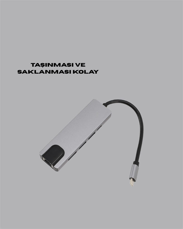 4K HDMI Çıkışlı Gigabit Ethernet'li USB‑C Çoklu Port Hub - Görsel 2