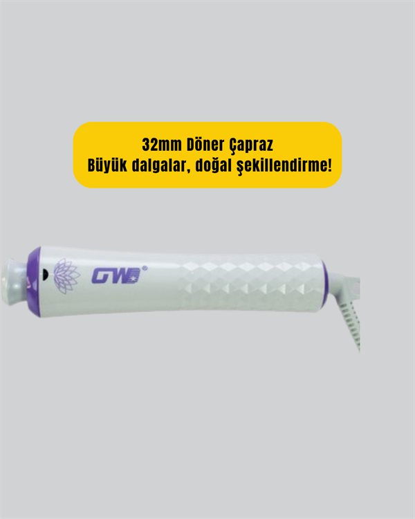 GW 32mm Döner Başlıklı Saç Kıvırma Makinesi – Her An Her Yerde Profesyonel Şekillendirme - Görsel 2