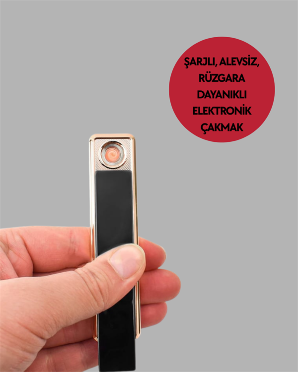 USB Şarjlı Alevsiz Elektronik Çakmak – Rüzgara Dayanıklı Gazsız Güvenli Kullanım - Görsel 5
