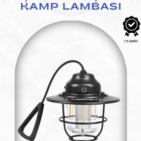 Geometrik Tasarımlı Vintage Kamp Lambası – Type-C Şarj Ayarlanabilir Parlaklık