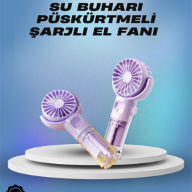 Su Sisi Püskürtmeli Taşınabilir El Fanı – Çocuk ve Öğrencilere Uygun Kamp ve Seyahat İçin