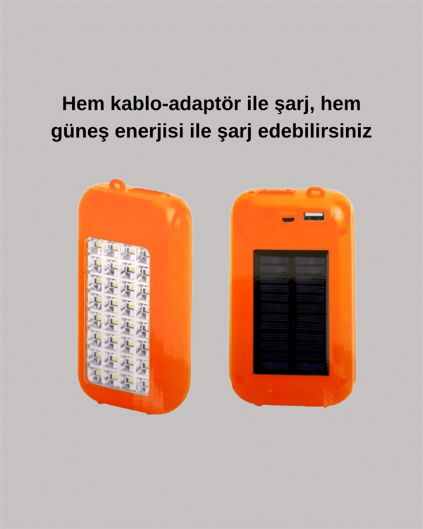 Güneş Enerjili LED Powerbank Işıldak – 10000 mAh Su Geçirmez 32 LED Taşınabilir Tasarım