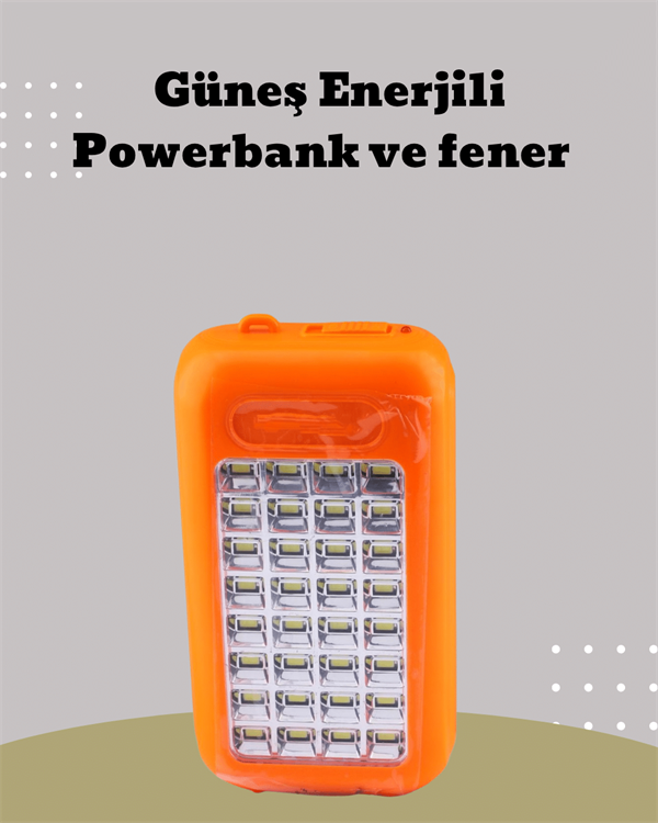 Güneş Paneli Destekli Powerbank ve LED Işıldak – 10000 mAh Çift USB Outdoor Kullanım İçin - Görsel 2