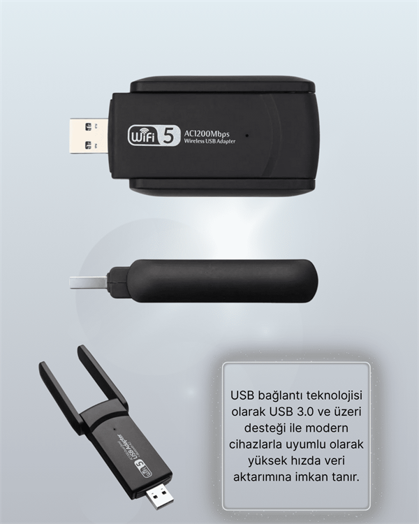 USB WiFi Adaptör – 1200 Mbps Hız - Görsel 5