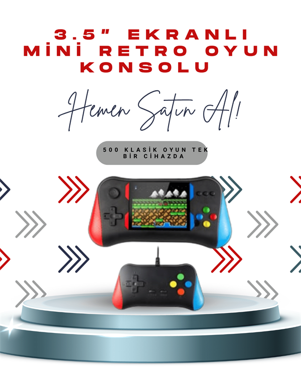X7M Vintage 3.5 İnç 500’ü 1 Arada Klasik Oyun Konsolu - Görsel 2