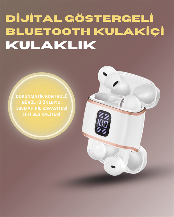 Bluetooth 5.3 Kulaklık – 4 Adet Çift Kulaklıklı Dijital Göstergeli ANC + ENC - Görsel 2