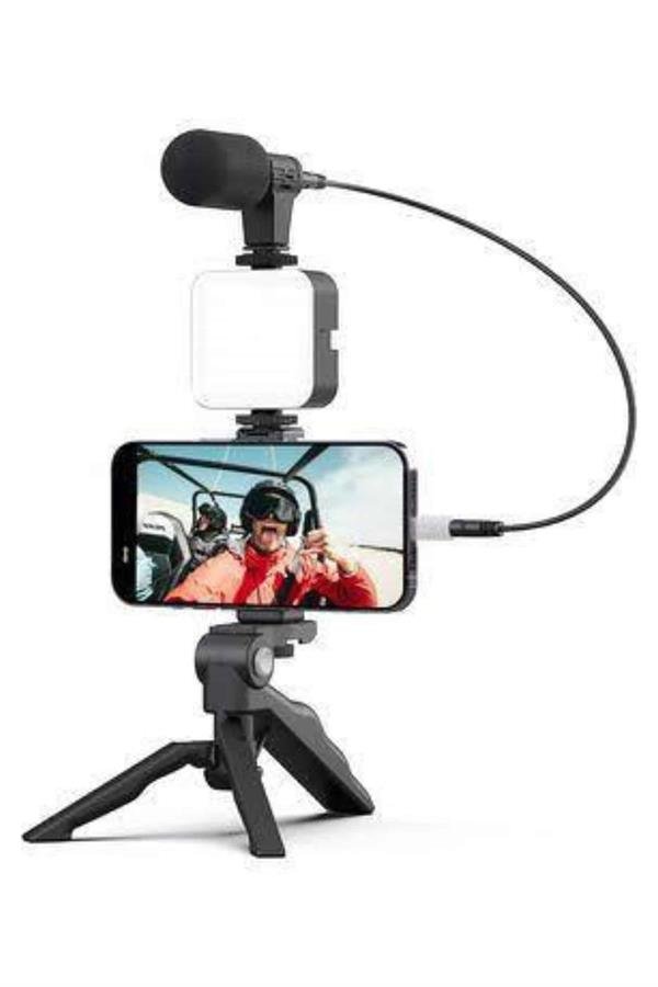 Video Making Kit Telefon Tutucu Vlog Video Mini Led Işıklı - Görsel 3
