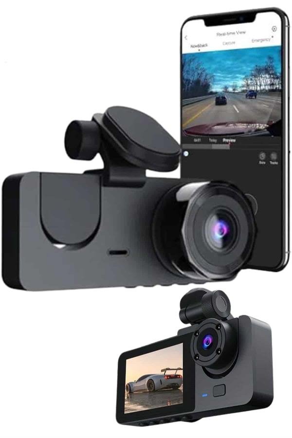 Gece Görüşlü DVR 3 Lensli Araç İçi Sürüş Kamerası Video Kaydedici - Görsel 5