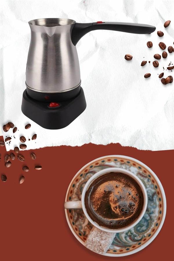 Yeni Nesil Türk Kahve Makinesi Cezvesi Siyah Gri Kablolu Pratik - Görsel 2