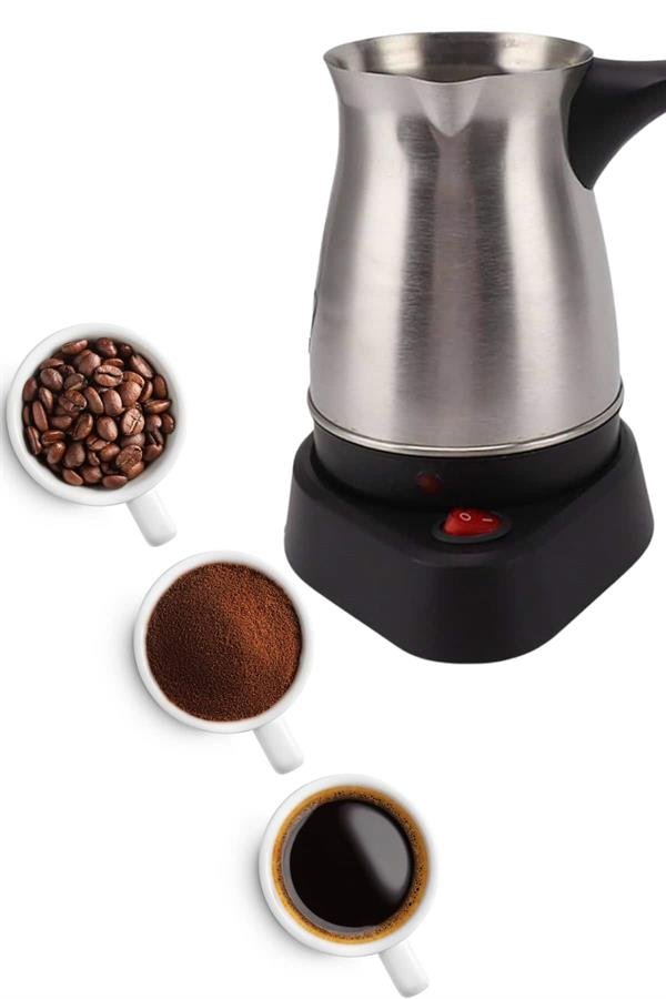 Yeni Nesil Türk Kahve Makinesi Cezvesi Siyah Gri Kablolu Pratik - Görsel 4