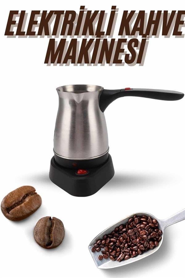 Elektrikli Cezve 800 Watt Paslanmaz Çelik Türk Kahve Makinesi Saplı - Görsel 2