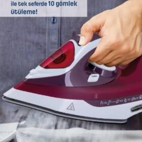 Yeni Nesil Kırmızı Buharlı Ütü 2200 Watt Seramik Tabanlı Yüksek Buhar Gücü