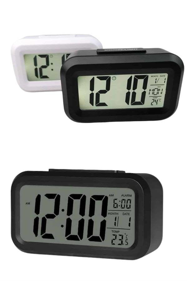 Dijital Masa Saati Termometreli Takvim Çalar Saat Led Ekran Pilli - Görsel 3