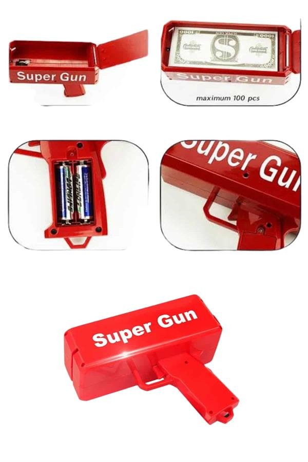 Çocuklara Özel Eğlenceli Para Saçma Makinası Parti Oyuncağı Kırmızı - Görsel 3