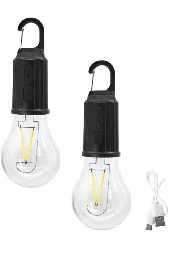 3 Farklı Mod LED'li Şarjlı Asma Kancalı Kamp Lambası Taşınabilir Ampul - Görsel 3