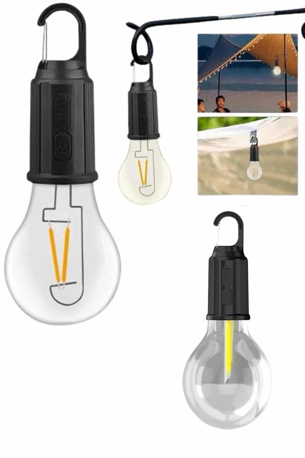 Askılı Kırılmaz Led Işık Kamp Bahçe Lambası Taşınabilir Led Ampul Şarjlı