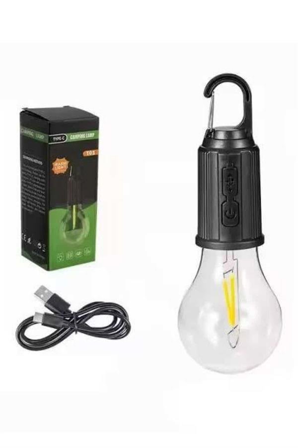 Askılı Kırılmaz Led Işık Kamp Bahçe Lambası Taşınabilir Led Ampul Şarjlı - Görsel 3