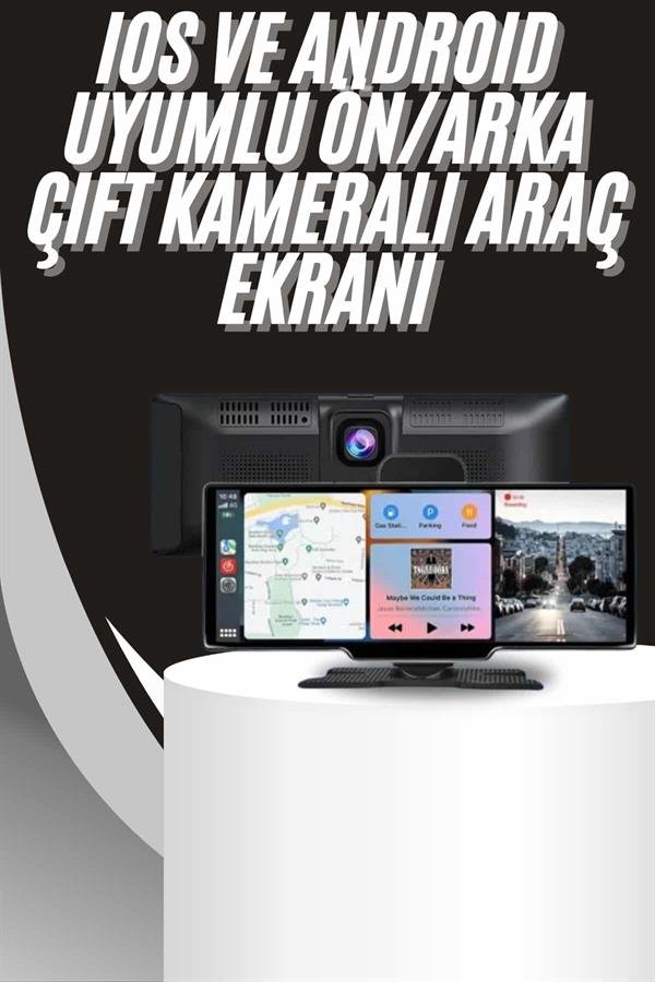 4K 10.2 İnç Çift Kameralı Araç Multimedya Ekranı CarPlay Kablosuz Tüm Cihazlara Uyumlu - Görsel 2