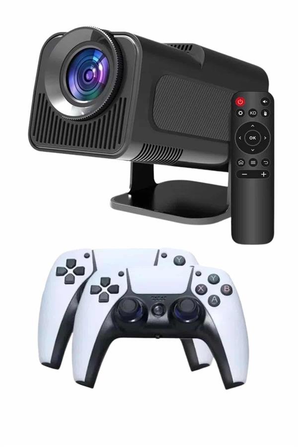 Çift Kollu Game Box Projeksiyon Cihazı Kumandalı Android Tv Dahili Hoparlör - Görsel 3