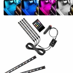 RGB Işıklı Araç İçi Aydınlatma Kumandalı 12'li Led Işık Renk Değiştirebilen