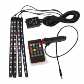 12 Ledli RGB Işıklı Araç Içi Ayak Altı Led Oto Ampul Kumandalı 7 Renk