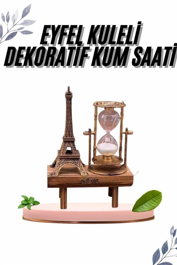 Paris Eyfel Kulesi Hediyelik Eyfel Retro Kum Saati Dekoratif Eşya - Görsel 2