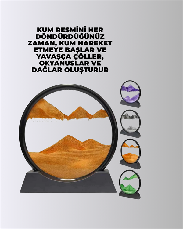 Zihin Açıcı Kum Manzarası – 3D Dinamik Kum Tablosu Dekoratif Dönüştükçe Yenilenen Sakinleştirici Sanat Eseri - Görsel 2
